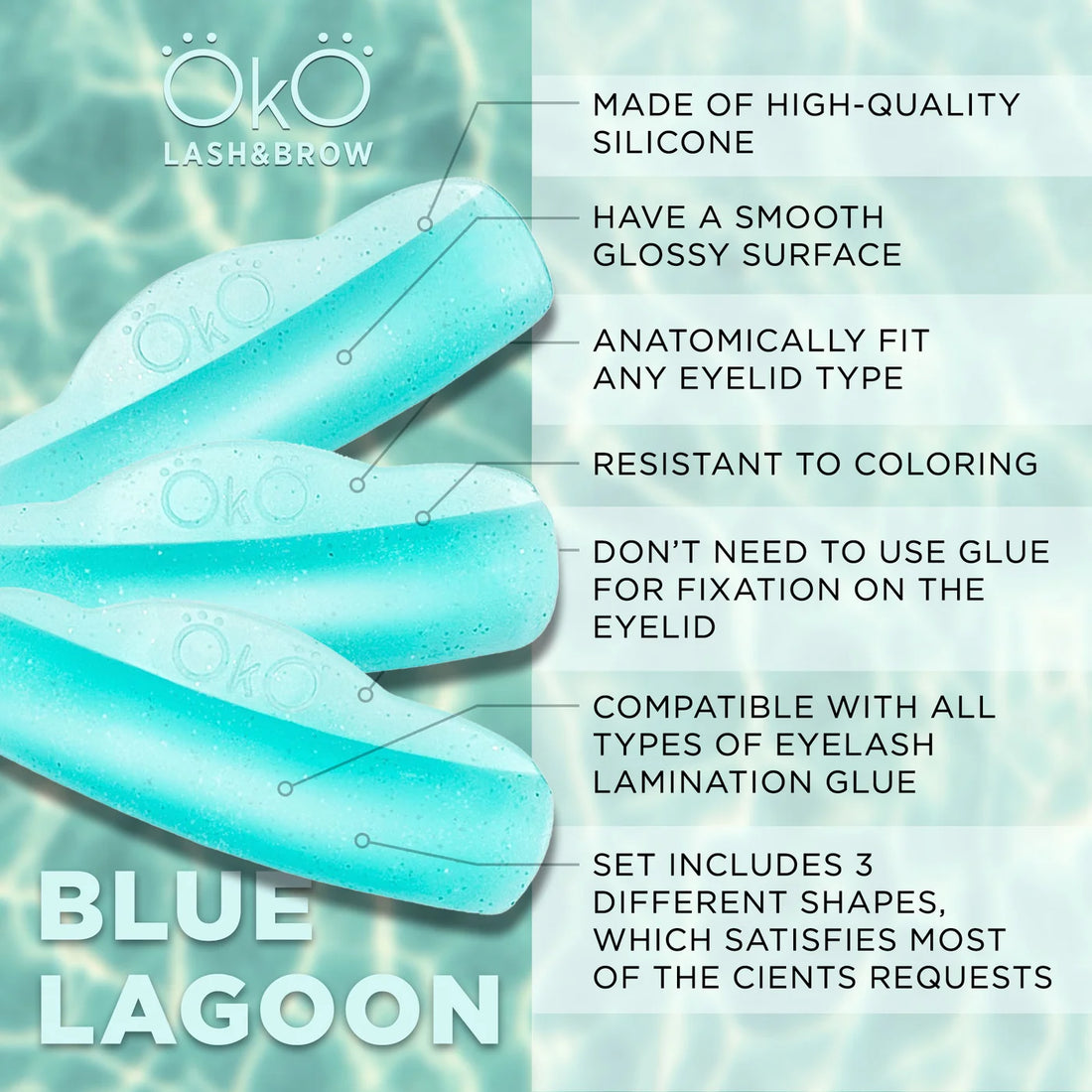 Lash Lifting Pads OKO Lash&Brow Blue Lagoon, 3 pairs