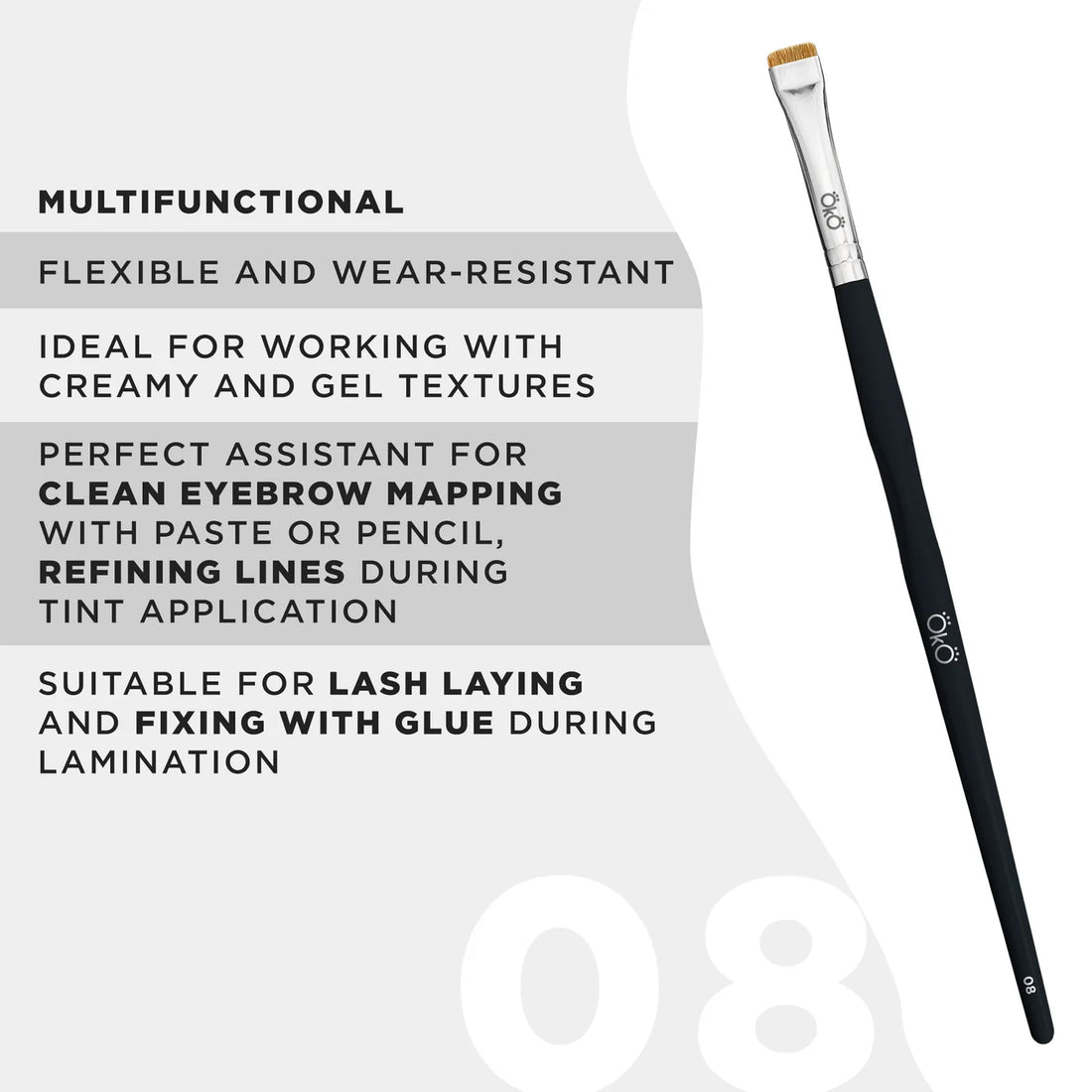 Flat Brush OKO Lash&Brow #8 BLACK EDITION