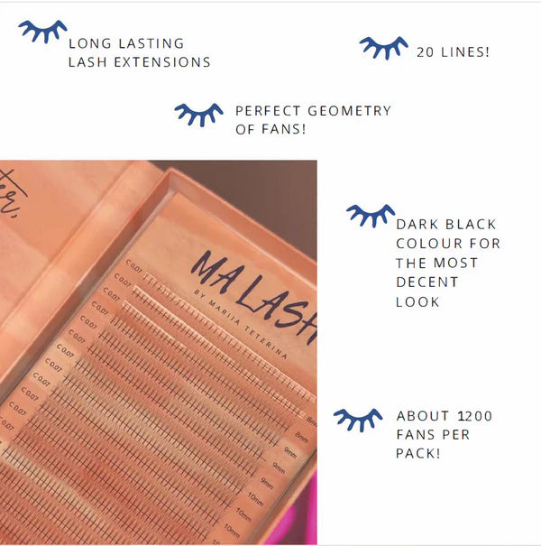 1200 Premade fans 5D lash extensions MIX 7-13mm by MA LASH